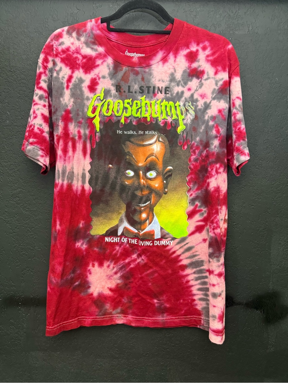 Goosebumps Slappy the Dummy T-Shirt Mens Size XL Red Black Tie Dye 90s VG+